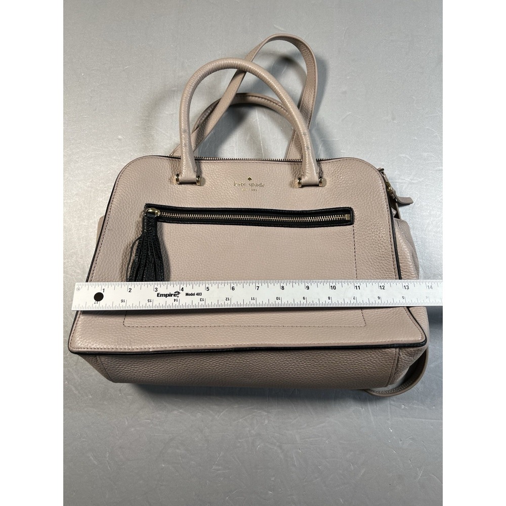 Kate Spade Kalen WKRU4074 Beige Pebbled Leather Satchel With Tassel Detail - Picture 10 of 11